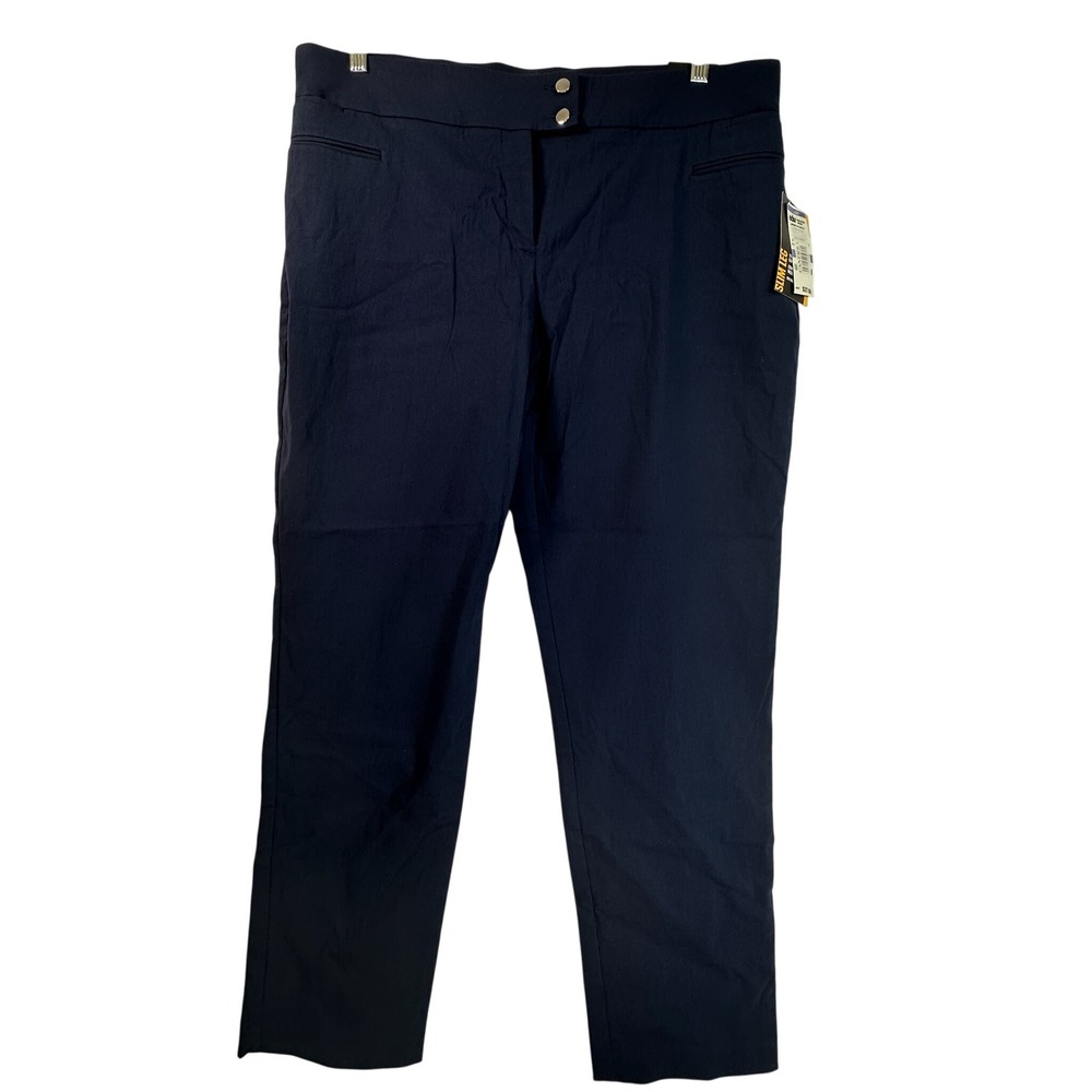 Style & Co Womens Navy Blue Slim Leg Trousers Tummy Control Pants Size 18 NWT
